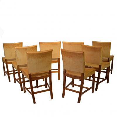 Kaare Klint Set of eight RED dinning chairs by Kaare Klint for Rod Rasmussen