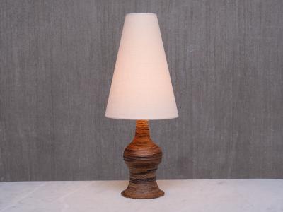 Kai Krebs Kai Krebs Textured Brown Earthenware Table Lamp Tungelsta Sweden 1960s