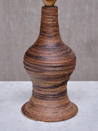 Kai Krebs Kai Krebs Textured Brown Earthenware Table Lamp Tungelsta Sweden 1960s