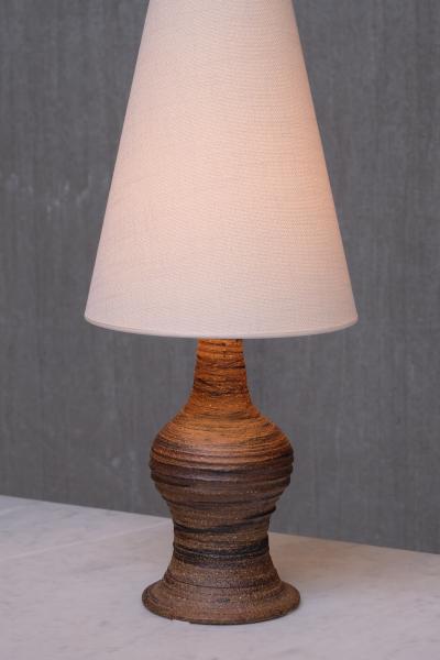 Kai Krebs Kai Krebs Textured Brown Earthenware Table Lamp Tungelsta Sweden 1960s