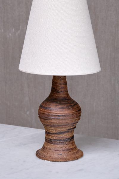 Kai Krebs Kai Krebs Textured Brown Earthenware Table Lamp Tungelsta Sweden 1960s