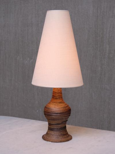 Kai Krebs Kai Krebs Textured Brown Earthenware Table Lamp Tungelsta Sweden 1960s