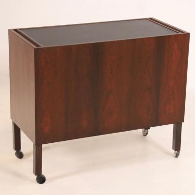 Kai Kristiansen Fully Functional Scandinavian Modern Rosewood Bar Cart by Kai Kristianson