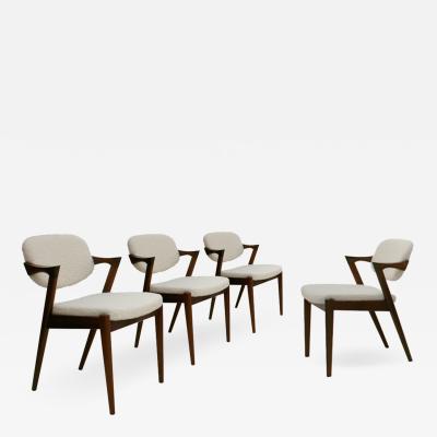 Kai Kristiansen In Style of Kai Kristiansen Danish Walnut Wood Set of Four Chairs