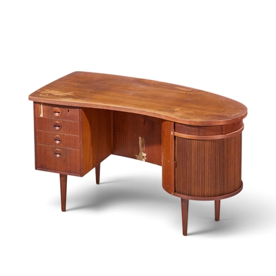 Kai Kristiansen Kai Kristiansen for Feldballes 54 Mid Century Danish Teak Tambour Door Desk