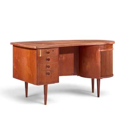 Kai Kristiansen Kai Kristiansen for Feldballes 54 Mid Century Danish Teak Tambour Door Desk