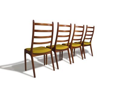 Kai Kristiansen Kai Kristiansen for Korup Stolefabrik Teak High Back Dining Chairs Set of 4 