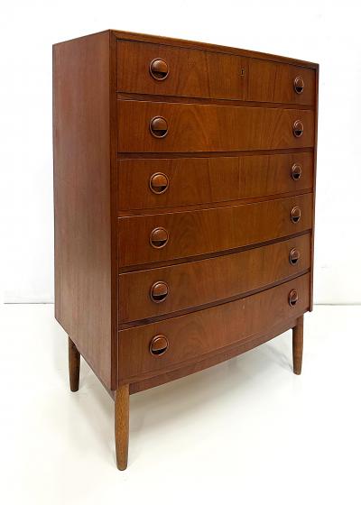 Kai Kristiansen Mid century Danish Modern Teak Curved Chest of Drawers Kai Kristiansen Style