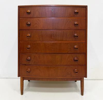 Kai Kristiansen Mid century Danish Modern Teak Curved Chest of Drawers Kai Kristiansen Style