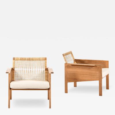 Kai Kristiansen Pair of Easy Chairs in Oak and Cane by Kai Kristiansen 1965