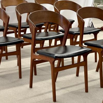 Kai Kristiansen Set of Ten Kai Kristiansen Style Mid Century Modern Dining Side Chairs Danish