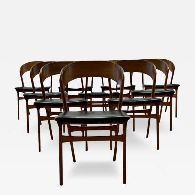 Kai Kristiansen Set of Ten Kai Kristiansen Style Mid Century Modern Dining Side Chairs Danish