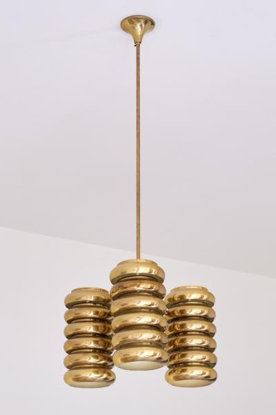 Kai Roukonen Kai Ruokonen Three Arm Pendant Light in Brass Lynx Finland Early 1970s