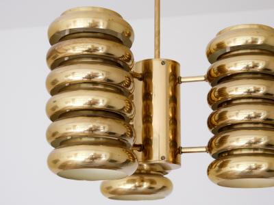 Kai Roukonen Kai Ruokonen Three Arm Pendant Light in Brass Lynx Finland Early 1970s