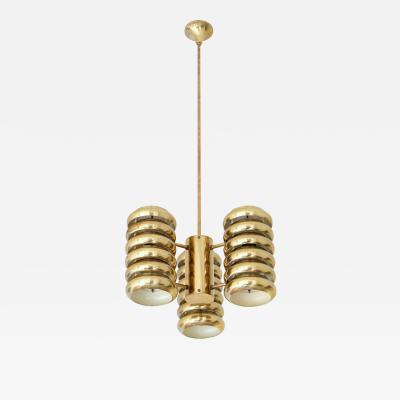 Kai Roukonen Kai Ruokonen Three Arm Pendant Light in Brass Lynx Finland Early 1970s