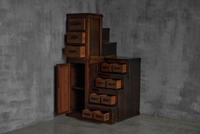 Kaidan Tansu Japanese Stair Chest Japan 19th Century
