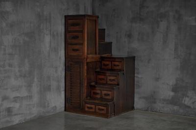 Kaidan Tansu Japanese Stair Chest Japan 19th Century