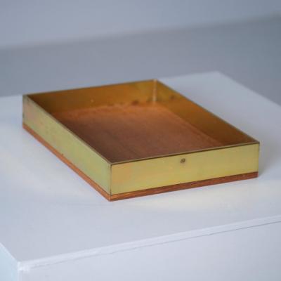 Kaija Aarikka Mid Century Modern Kaija Aarikka Brass Teak Tray Finland 1960s