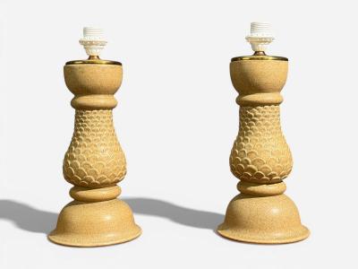 Kaisa Ess n Table Lamps Beige Stoneware Sweden 1980s