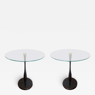 Kaiser Newman Pair of Mid Century Modern Marble and Glass End Side Tables by Kaiser Newman