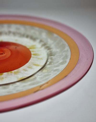 Kaj Franck Colourful Kaj Franck Ring Plate with Red Pink and Amber Nuutaj rvi 1960s