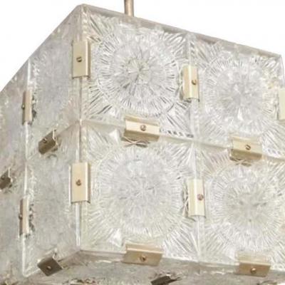 Kamenicky Senov Artisan Kamenicky Senov Bohemian Glass Cube Pendant 1960s