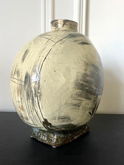 Kang Hyo Lee Contemporary Ceramic Buncheong Moon Flask by Kang Hyo Lee