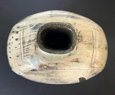 Kang Hyo Lee Contemporary Ceramic Buncheong Moon Flask by Kang Hyo Lee