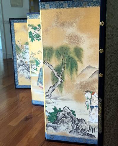 Kano Tanshin Rare Antique Japanese Folding Screen by Kano Tanshin