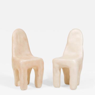 Kar Studio Chinese Contemporary Beige Amorphous Fiberglass Side Chairs