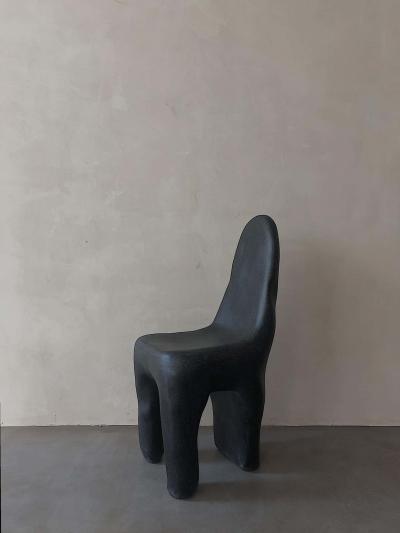 Kar Studio Contemporary Black Amorphous Playdough Fiberglass Side Chairs