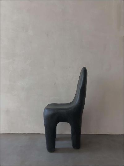 Kar Studio Contemporary Black Amorphous Playdough Fiberglass Side Chairs