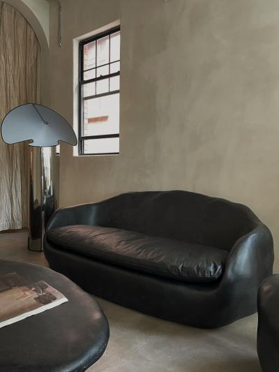 Kar Studio Contemporary Black Knead Fiberglass Sofa