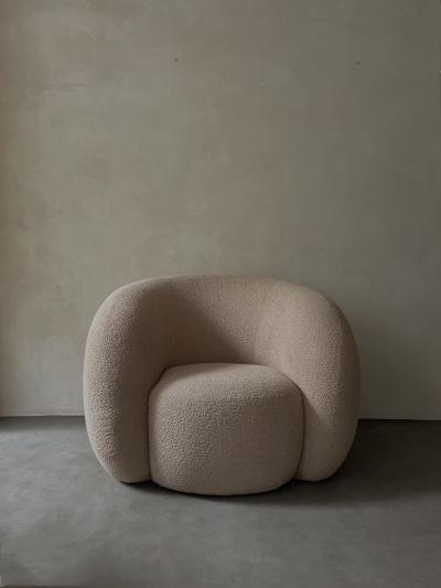 Kar Studio Contemporary Circular Boucle Upholstered Lounge Chairs