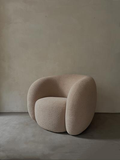 Kar Studio Contemporary Circular Boucle Upholstered Lounge Chairs