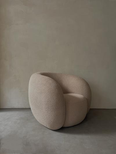 Kar Studio Contemporary Circular Boucle Upholstered Lounge Chairs