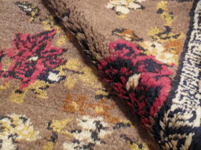 Karapinar Rug with Flowers and Greek Key Border