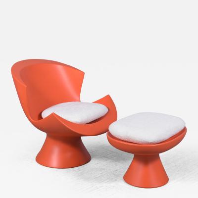 Karim Rashid Vintage Post Modern Lounge Chair and Ottoman Expertly Restored