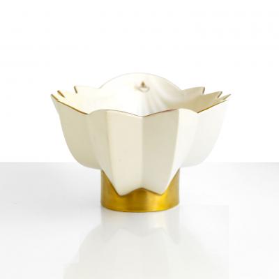 Karin Bjorkquist Scandinavian Modern Karen Bj rquist White Gold Glazed Bowl R rstrand Sweden