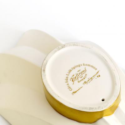 Karin Bjorkquist Scandinavian Modern Karen Bj rquist White Gold Glazed Bowl R rstrand Sweden