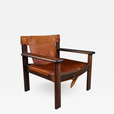 Karin Mobring Karin Mobring Swedish Safari Chair Stained Pine Saddle Leather c1977