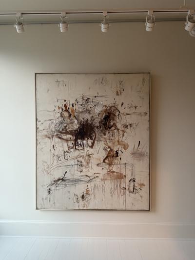 Karina Gentinetta Adagio in Burnt Umber Acrylic Oil Pastels Pencils Brown Hue Abstract 72 x60