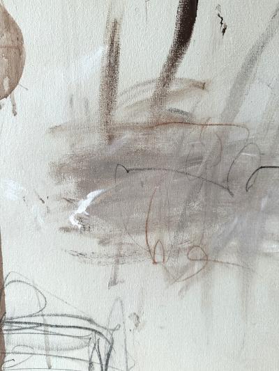 Karina Gentinetta Adagio in Burnt Umber Acrylic Oil Pastels Pencils Brown Hue Abstract 72 x60