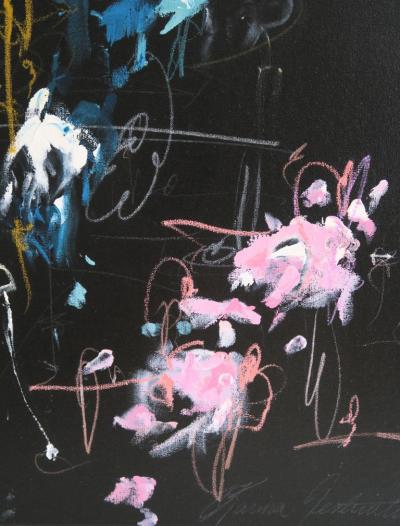 Karina Gentinetta Bodacious Large Black Blue Mint White Raw Sienna Abstract Painting 72 x72 