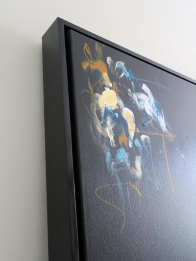 Karina Gentinetta Bodacious Large Black Blue Mint White Raw Sienna Abstract Painting 72 x72 