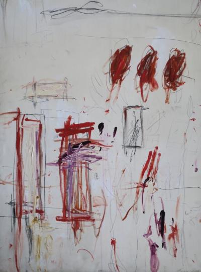 Karina Gentinetta Divine Spontaneity II Acrylic Oil Pastels Pencils Abstract Painting 48 x36