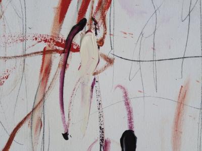 Karina Gentinetta Divine Spontaneity II Acrylic Oil Pastels Pencils Abstract Painting 48 x36