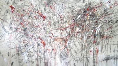 Karina Gentinetta Gioia Large Scale Acrylics Oil Pastels and Pencils Abstract Painting 72 x108