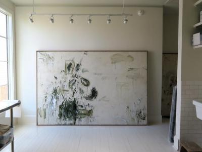 Karina Gentinetta Grand Overture in Green Monumental Acrylic Oil Pastel Painting 72 x108 