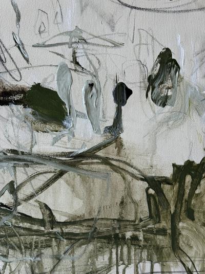 Karina Gentinetta Grand Overture in Green Monumental Acrylic Oil Pastel Painting 72 x108 